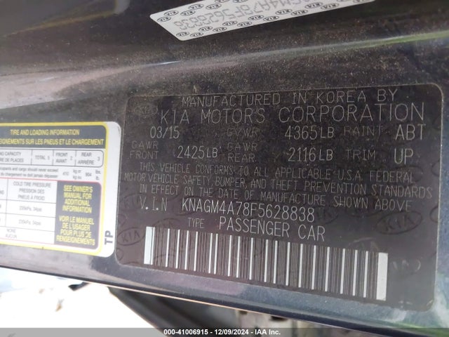 KIA Optima Lx 2015 KNAGM4A78F5628838 Image 9