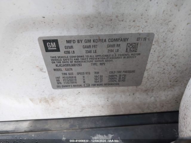 KL4CJASB9LB001293 Buick Encore Fwd Preferred
