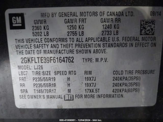 2GKFLTE39F6164762 GMC Terrain Slt-2