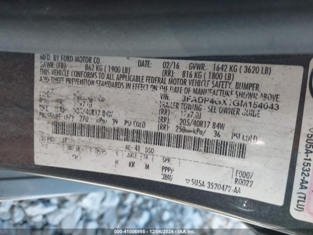 3FADP4GX1GM154043 Ford FIESTA ST