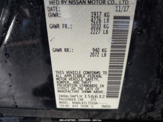 1N4AL3AP5JC156632 Nissan Altima 2.5 Sl