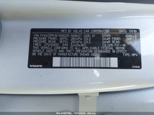 YV4A22PKXK1489325 Volvo Xc90 T6 Momentum