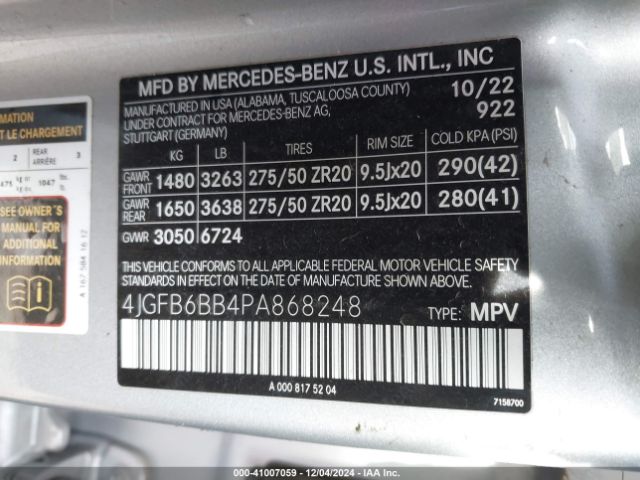 4JGFB6BB4PA868248 Mercedes-Benz Amg Gle 53 4matic