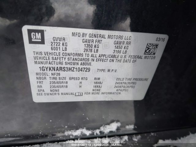 1GYKNARS3HZ104729 Cadillac Xt5 Standard