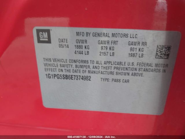 1G1PG5SB6E7374982 Chevrolet CRUZE LTZ