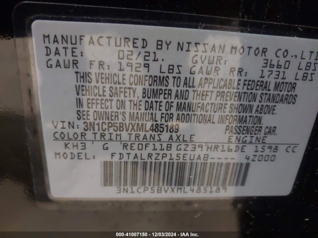 Nissan Kicks S Xtronic Cvt 2021 3N1CP5BVXML485189 Image 9