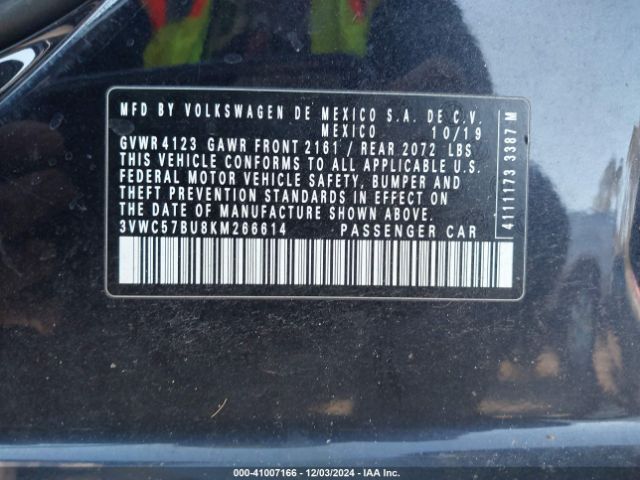 3VWC57BU8KM266614 Volkswagen Jetta 1.4t R-line/1.4t S/1.4t Se