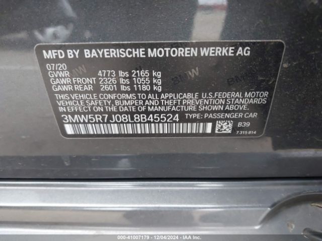 3MW5R7J08L8B45524 BMW 330i Xdrive