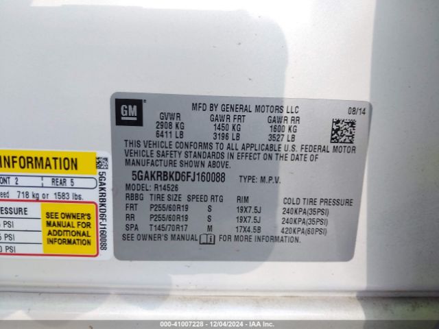 5GAKRBKD6FJ160088 Buick Enclave Leather