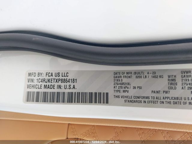 1C4RJKETXP8864181 Jeep Grand Cherokee L Summit Reserve 4x4