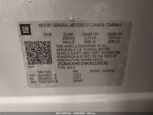 2GNAXHEV4K6119030 Chevrolet EQUINOX LS