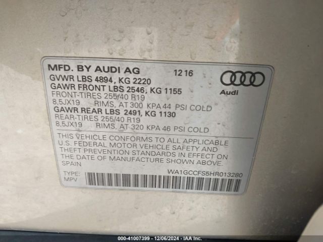 WA1GCCFS5HR013280 Audi Q3 2.0t Premium