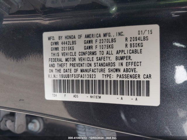 19UUB1F50FA013923 Acura TLX TECH