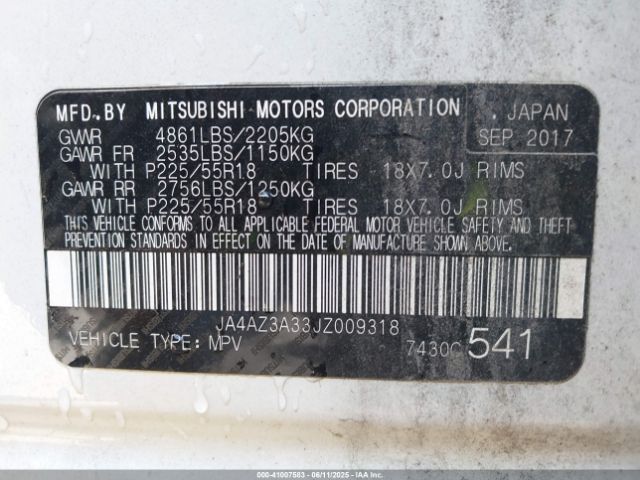 JA4AZ3A33JZ009318 Mitsubishi Outlander Se