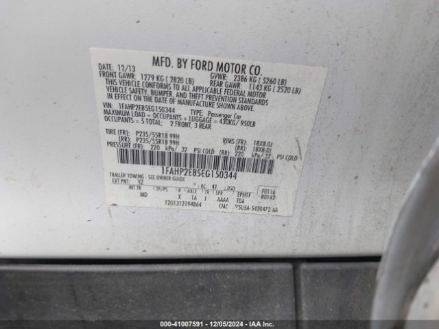 1FAHP2E85EG150344 Ford TAURUS SEL