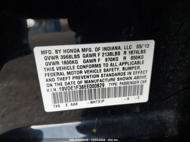 19VDE1F38EE000829 Acura Ilx 2.0l