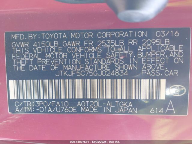 JTKJF5C75GJ024834 Scion TC