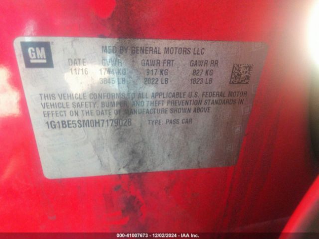1G1BE5SM0H7179028 Chevrolet Cruze Lt Auto