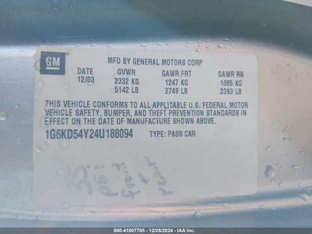 2004 CADILLAC DEVILLE 1G6KD54Y24U188094 Photo 8