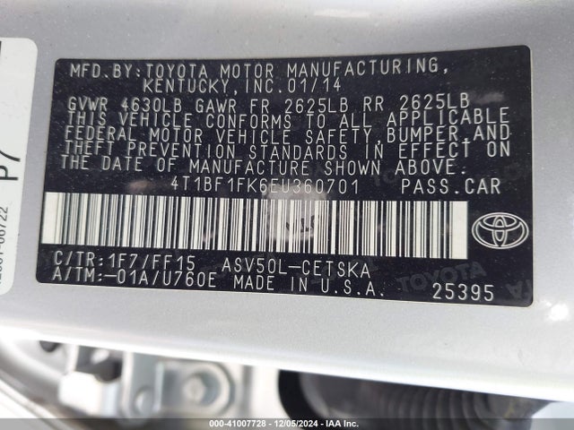 Toyota CAMRY SE 2014 4T1BF1FK6EU360701 Image 9
