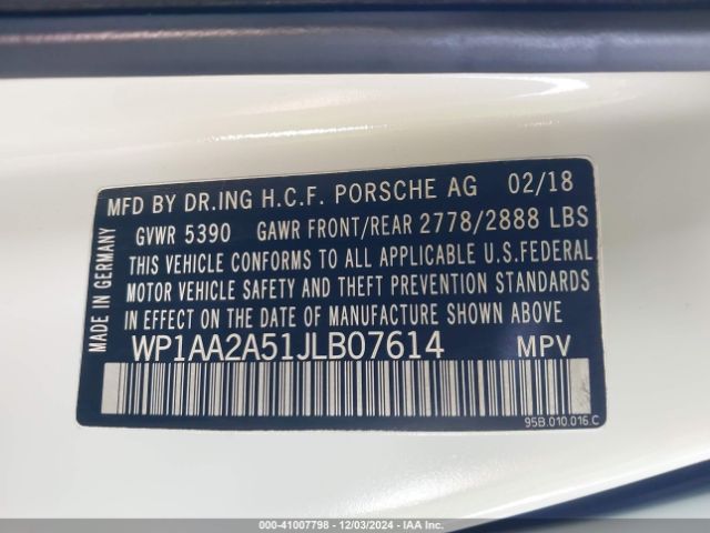 WP1AA2A51JLB07614 Porsche Macan