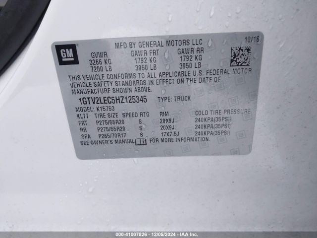 1GTV2LEC5HZ125345 GMC SIERRA 1500
