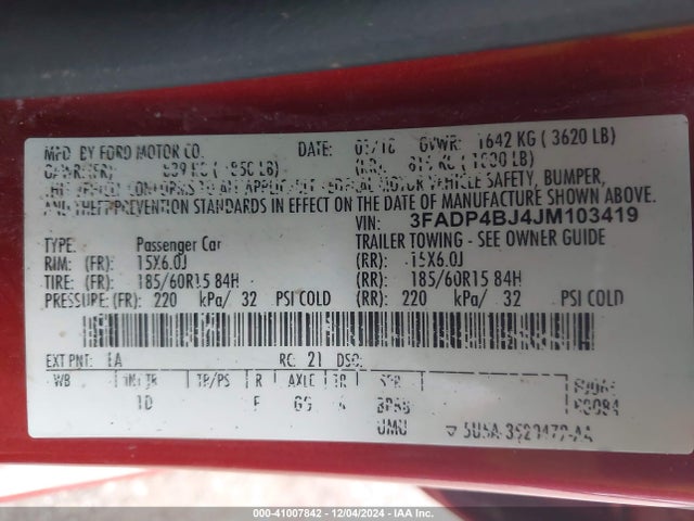 Ford FIESTA SE 2018 3FADP4BJ4JM103419 Image 9