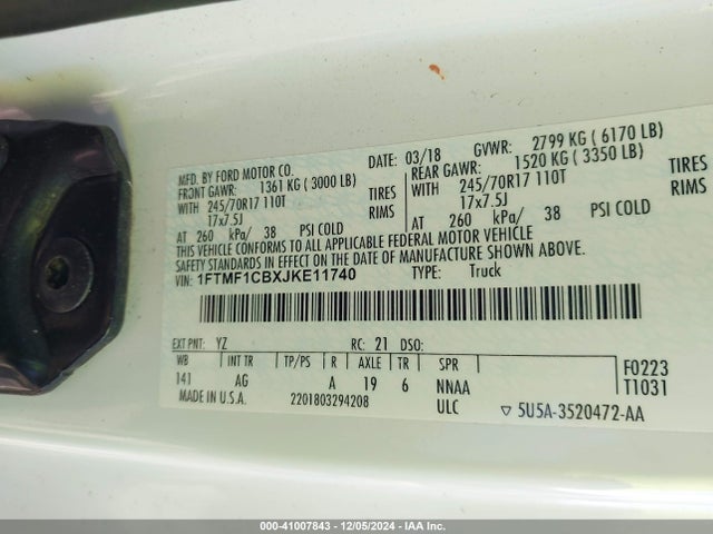 1FTMF1CBXJKE11740 Ford F-150 Xl
