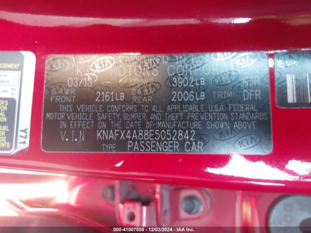 KNAFX4A88E5052842 KIA FORTE EX