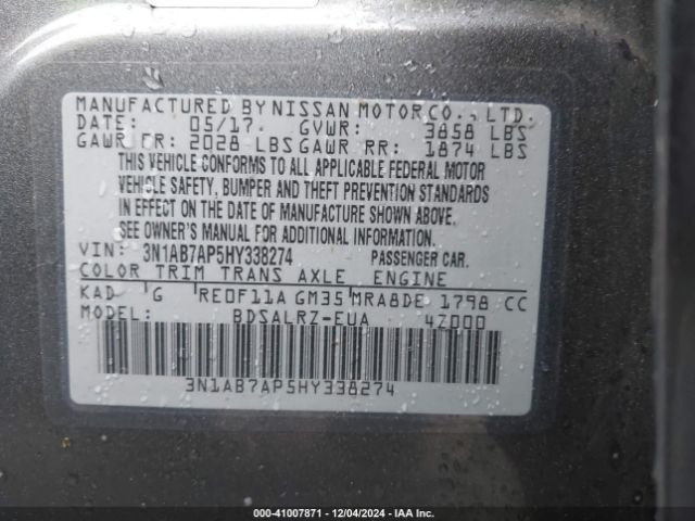 3N1AB7AP5HY338274 Nissan SENTRA SR