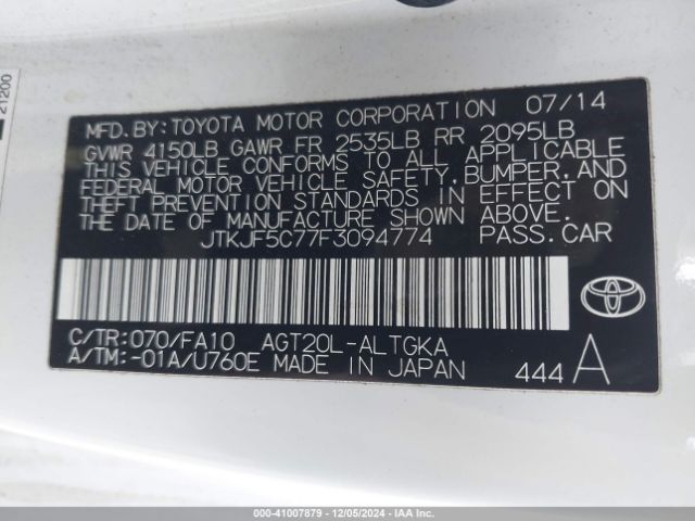 JTKJF5C77F3094774 Scion TC