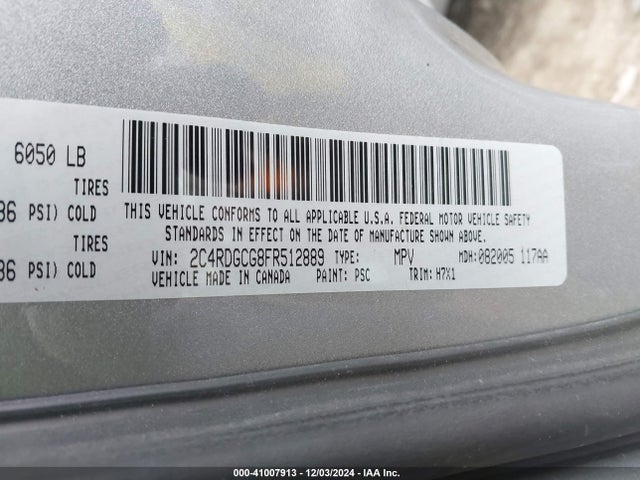 Dodge Grand Caravan Sxt 2015 2C4RDGCG8FR512889 Image 9