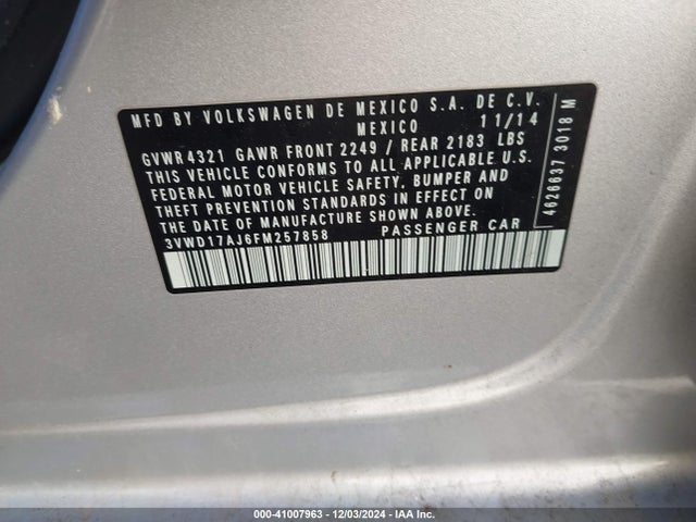 3VWD17AJ6FM257858 Volkswagen Jetta 1.8t Se