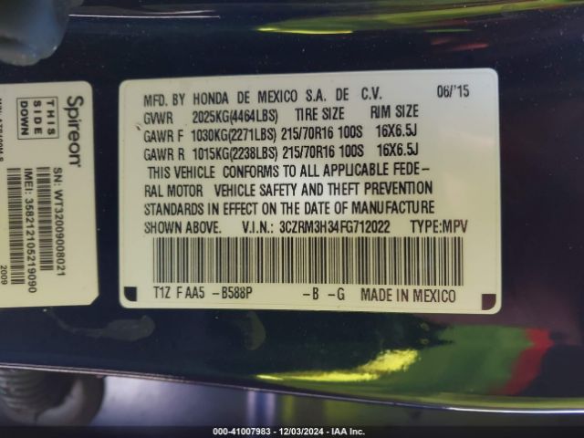 3CZRM3H34FG712022 Honda CR-V LX