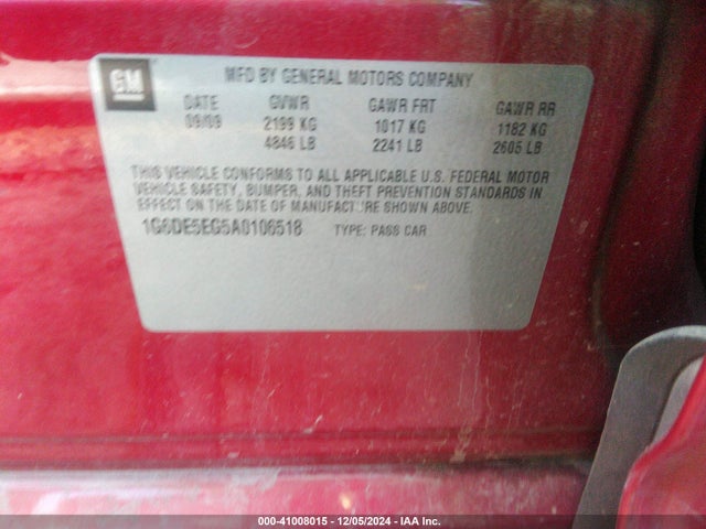 2010 CADILLAC CTS 1G6DE5EG5A0106518 Photo 8