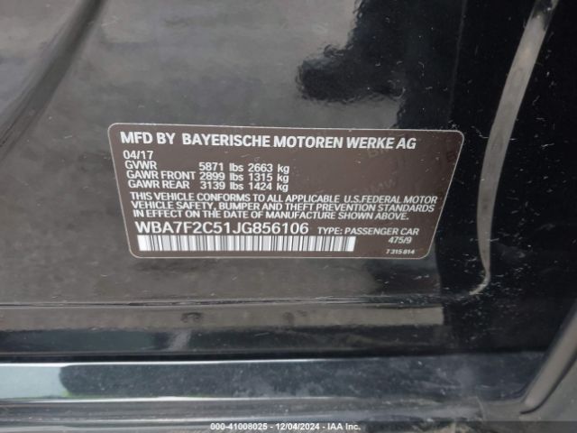 WBA7F2C51JG856106 BMW Alpina B7 Xdrive