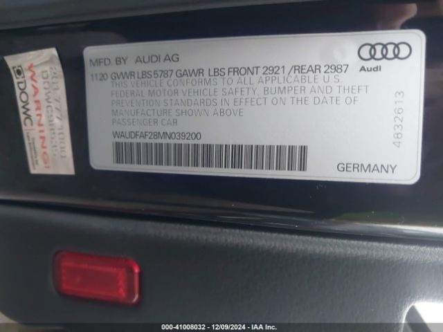 WAUDFAF28MN039200 Audi S6 Sedan Premium Plus Tfsi Quattro Tiptronic