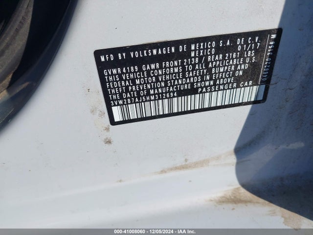 Volkswagen Jetta 1.4t S 2017 3VW2B7AJ5HM312694 Image 9