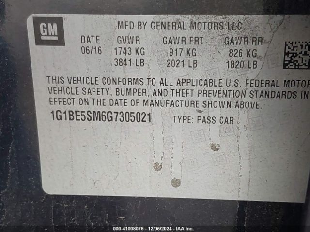 1G1BE5SM6G7305021 Chevrolet Cruze Lt Auto