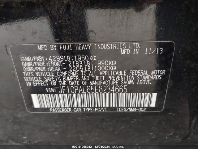 JF1GPAL65E8234665 Subaru Impreza 2.0i Sport Premium