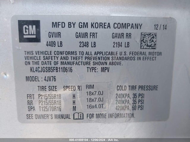 Buick Encore Leather 2015 KL4CJGSB5FB110616 Image 9
