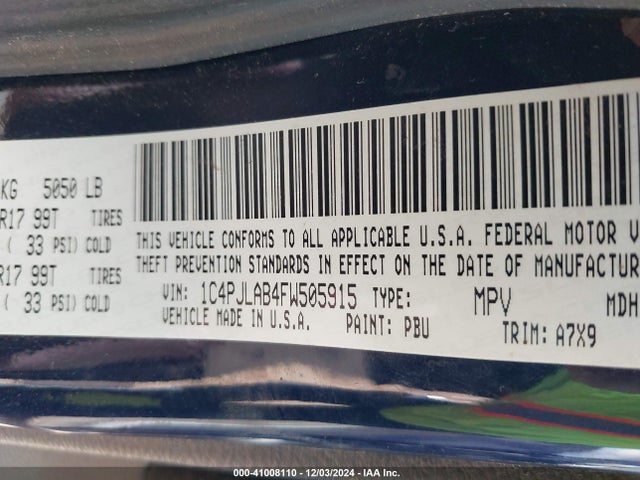 1C4PJLAB4FW505915 Jeep Cherokee Sport