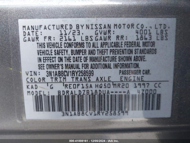 Nissan Sentra 2024 3N1AB8CV1RY258599 Image 22