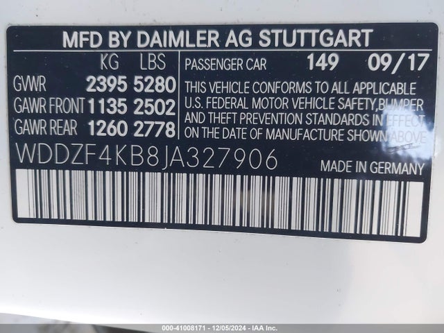 WDDZF4KB8JA327906 Mercedes-Benz E 300 4matic