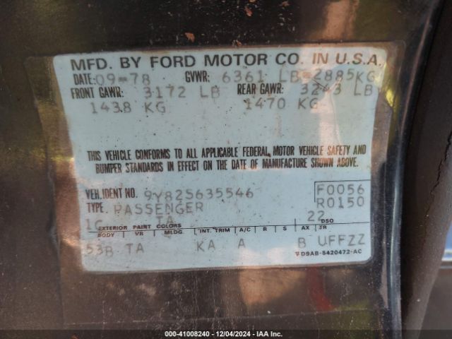 1979 LINCOLN CONTINENTAL 9y82s635546       Photo 8
