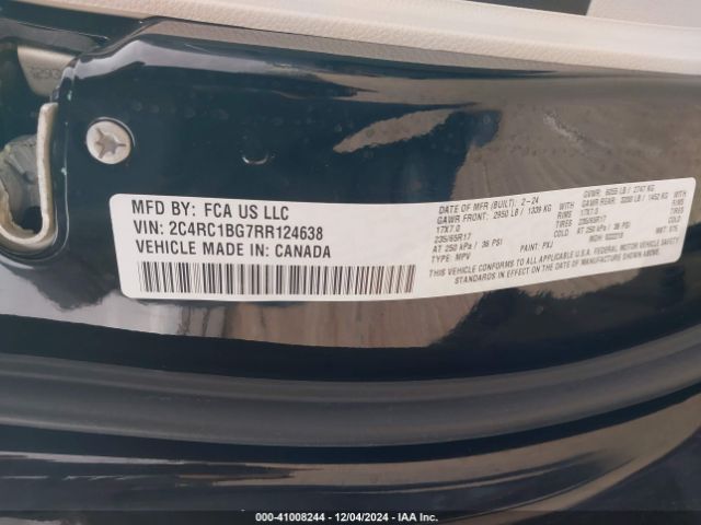 2C4RC1BG7RR124638 Chrysler Pacifica Touring L