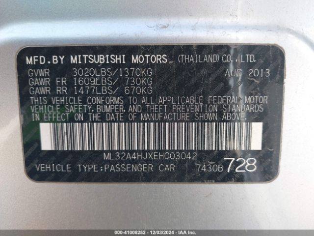 ML32A4HJXEH003042 Mitsubishi MIRAGE ES