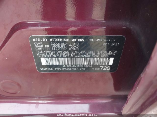 2021 MITSUBISHI MIRAGE ML32AUHJ8MH013924 Photo 8