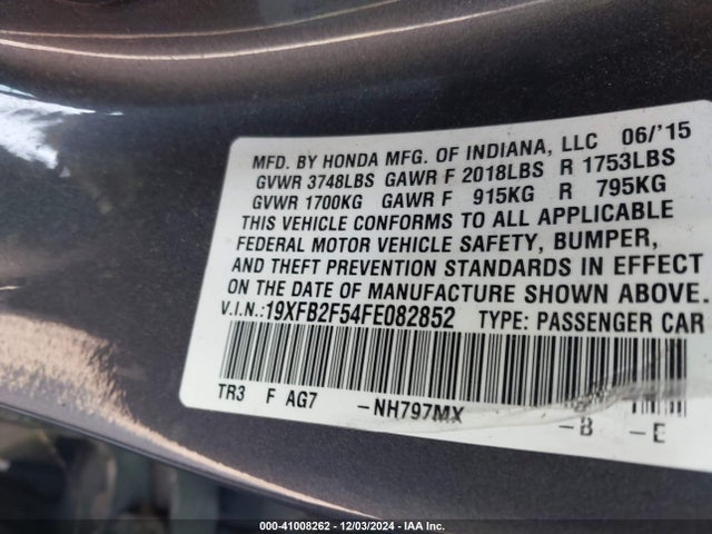 Honda Civic Lx 2015 19XFB2F54FE082852 Image 9