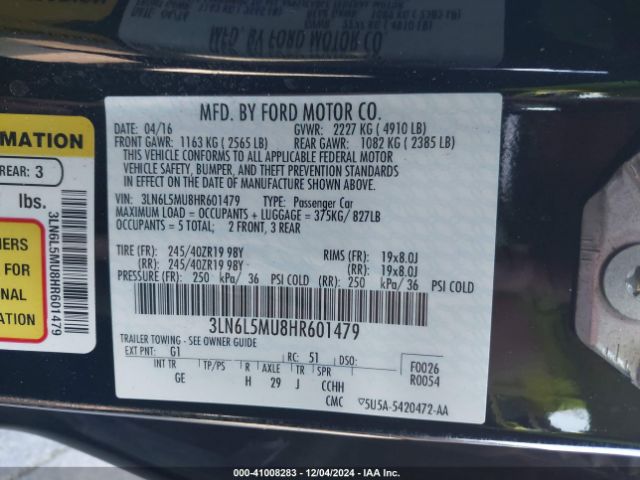 3LN6L5MU8HR601479 Lincoln Mkz Hybrid Reserve